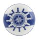 Ship Wheel Slate Blue Flat Ceramic Wine Bottle Stopper